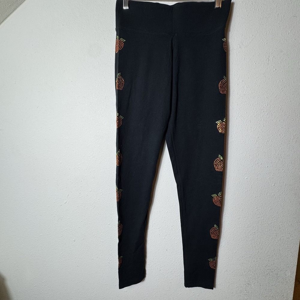 PINK Victoria's Secret Yoga S Black Rhinestone Peach Leggings